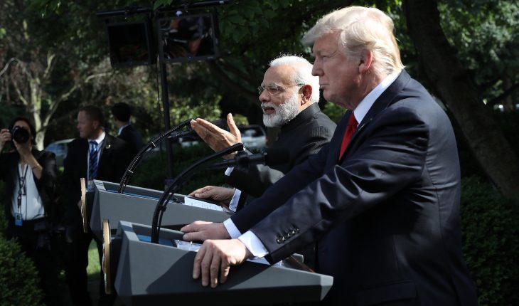 Narendra Modi And Donald Trump Speaking In A Press Meet.